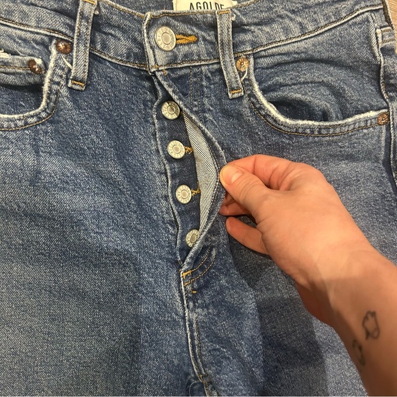 Agolde Blue Straight Leg Jeans - Picture 4 of 7